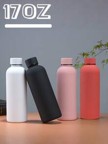 1 peça de 17oz de parede dupla de aço inoxidável com isolamento a vácuo, cor fosca, garrafa criativa de boca pequena, copo de café portátil, adequado para esportes ao ar livre, ioga, café, deslocamento para o escritório, presentes de feriado e aniversário, todas as estações