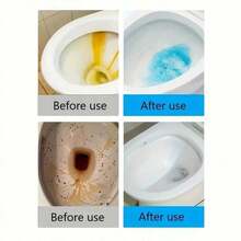 1/5 piezas Limpiador automático de inodoro, herramienta de limpieza de inodoro azul de larga duración, adecuado para el tanque y el baño, limpieza potente, fácil de usar, suministros de limpieza, artículos del hogar, envío aleatorio de 2 tipos