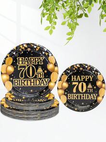 10pcs/20pcs/50pcs 70th Birthday Party Paper Plates 7inch Black And Golden 70 Years Old Birthday Dessert Party Plates 9 Inch Dinner Plates Party Decorations For Men Woman 70th Happy Birthday Wedding Party Supplies - 70th Black Gold Birthday - View 1