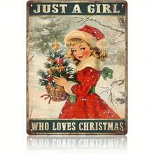 Panneaux décoratifs et plaques, Panneaux métalliques vintage de Noël "Il était une fois aimé Noël" Décorations murales de Noël humoristiques Panneaux d'hiver vintage pour le salon, la chambre, l'extérieur et la terrasse de la famille