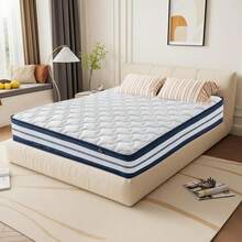 Matelas 140x200, Hauteur 26 cm, Fermeté Moyenne H3, Respirant, Antibactérien Et Anti-Acarien, Hypoallergénique - Bleu et Blanc - Voir 7
