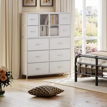 VERM Drer For Bedroom With 10 Drawers And Mesh Door Tall Drers Chest Of Drawers Fabric Drer Storage Tower For Closet Hallway Living Room White