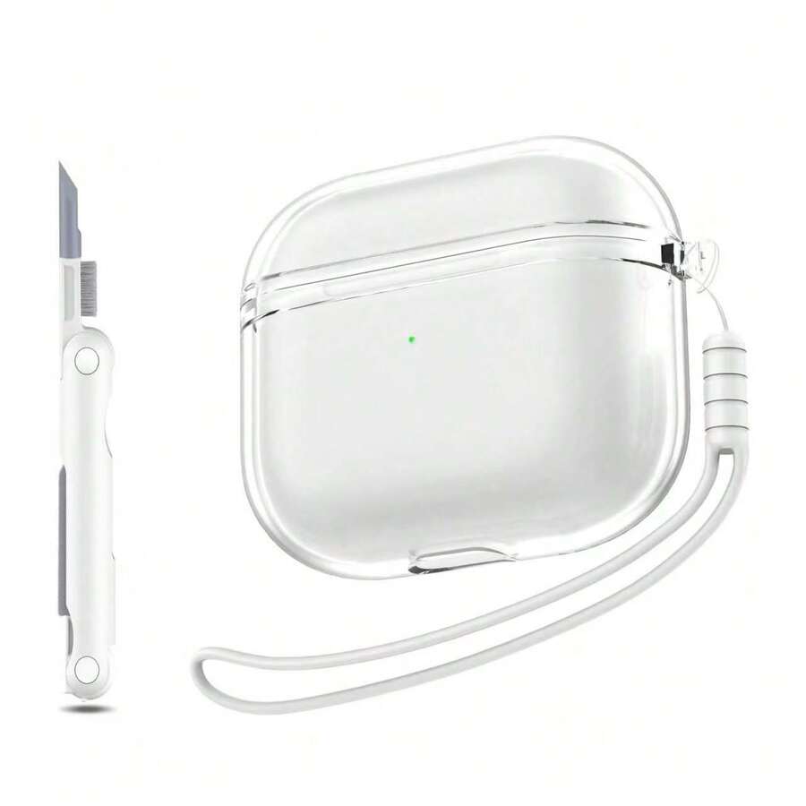 For AirPods Pro 3 Case,Shockproof Clear TPU Protective Cover With Cleaning Pen & Lanyard For AirPods Pro 3rd Generation Charging Case 2025, Transparent - With Lanyard - View 1