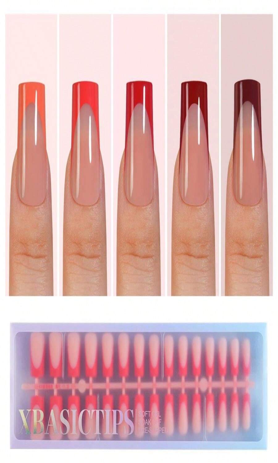 Misssix XBASICTIPS French Tip Press On Nails, 150Pcs French Gel Nail Tips Short Square, Soft Gel Pre-Shaped No Need To File 3 In 1 Tips, Fake Nails For Nail Art DIY Extension Designs 15 Sizes - ColorS - 查看 1