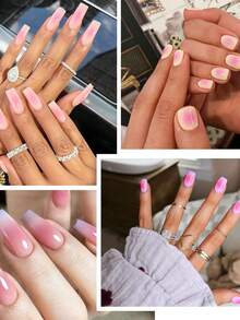 Blush Nail Stickers, Gradient Blush Nail Stickers, Self-Adhesive Nail Stickers, Semi-Transparent Gradient Nail Stickers, Nail Art Decoration, Single-Use, Easy To Stick And Remove, Women's Self-Adhesive Nail Stickers, Suitable For Daily Wear, Ideal Girlfriend Gift, Women's Gift, Ideal Festival Gift, Suitable For Christmas And Valentine's Day,