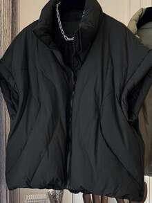 Women Quilted Vest Sleeveless Zip Up Jackets Outerwear Winter Style Lightweight Coat - Black - View 5