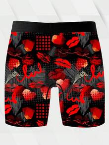 1 条装男士新奇短裤，个性时尚图案印花，四针六线工艺，涤纶纤维弹力面料，柔软亲肤，速干透气，情人节礼物，松紧腰带，调皮可爱男士休闲内裤 - 彩色 - 查看 4