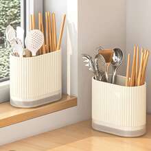 1pc Multi-Function Kitchen Utensil Rack, Wall-Mounted Or Freestanding Cutlery Holder, Plastic Lightweight Caddy, Kitchen Storage Accessory Kitchen Items Kitchen Accessories Kitchen Tools - Multicolor - View 7