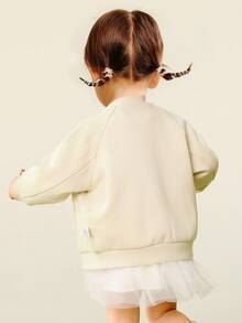 mini bala Girls Lace Baseball Jacket Soft Breathable Comfortable Durable Fall Top - Camel - View 3