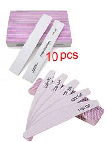 5Pcs/10Pcs Grey Nail Art File Half Moon Buffer Block Double Sided Manicure Files Sticks Nail Salon Tools