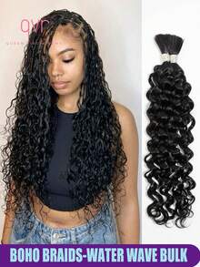 QVR QUEEN VIRGIN REMY QVR Water Wave Bulk Human Hair Extensions For BOHO Braids Natural Black Braiding Hair 95g