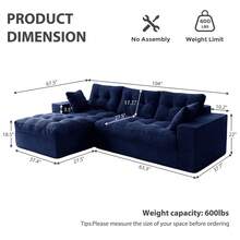 MAXYOYO L-Shaped Modular Sofa With Convertible Left/Right Ottoman,Cloud-Textured Tufted Cushions,Four Combinations,Sofa In A Box,No Assembly Required - Màu xanh hải quân - Xem 3