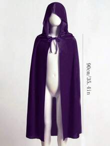 Velvet Witch Cape, Halloween Hooded Cloak, Queen Party Performance Cosplay Robe, Suitable For Halloween, Witch, Devil, Vampire, Renaissance Medieval Costume Accessories - Multicolor - View 4