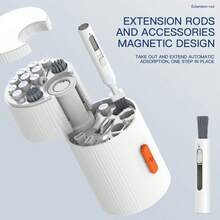 Kit Portátil de Limpeza e Manutenção Multidispositivo QM33 com Função de Suporte de Clipe, Material PVC - Inclui Ejetor de Cartão SIM, Removedor de Teclas de Teclado, Várias Escovas, Pano de Limpeza de Lente e Mais para Computadores, Telefones Celulares, Tablets, Câmeras - Multicolorido - Visão 4