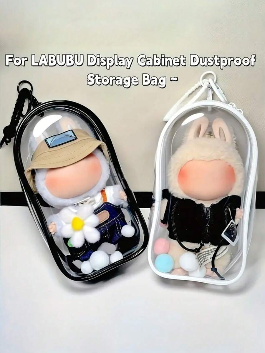 (Excluding Plush Doll) Transparent Dust-Proof Storage Bag With Keychain - High-Quality Transparent Plastic Display Box, Colorful Portable Dust-Proof Organizer Box, Compatible With Winter Rhapsody Plush Toys - Doll Collector's Gift, Doll Storage Box, Visual Content Design Keychain Accessory | Holiday Gift, Birthday Gift, Gift Packaging Keychain Pendant - Clear - View 1