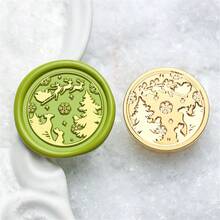 CYFUN DESIGN 1PC 3D Relief Christmas Tree Wax Seal Stamp Head, Christmas Sealing Wax Stamp, Gift Package Wax Seal, Christmas Gift Wax Seal Kit, Wax Sealing Stampfor Envelopes Christmas Cards Wedding Invitations For Christmas Gift Packing - Gold - View 11