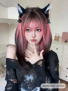 alicegarden 1顶合成耐热假发，长直发带刘海，20英寸长，纤维材质，适合日常佩戴，高度逼真 - 彩色 - 查看 4