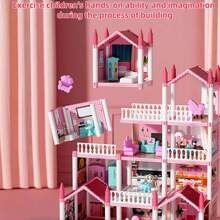 4/7/11/14 Rooms DIY Interactive Building Castle Dollhouse Set, Princess Castle Playhouse Toy, Suitable For Girls Pretend Play, Includes Furniture And Accessories, Gift Toy For Children 3-8 Years Old - Multicolor - View 10
