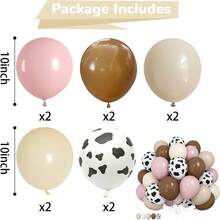 60Pcs Cow Print Balloons, Pastel Pink Cow Print Latex Balloons, Pink Cream Beige White Balloons For Birthday Baby Shower Cowgirl Rodeo Farm Animals Gender Reveal Party Decorations Supplies - Multicolor - View 8