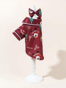 1 Set Satin Sleepwear & Loungewear, Peter Pan Collar Pet Dress, Lace Peter Pan Collar Warm Thickened Woolen Pet Dress For Dogs & Cats - Multicolor - View 3