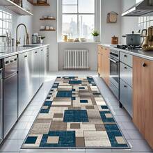 Machine Washable Runner Rugs Non Slip Non Shedding Carpet Area Rugs With TPR Rubber Backing, Low Pile Rugs For Indoor Bedroom Bathroom Living Room Aisle Hallway Balcony Entryway,Foldable Washable Non-Shedding Rug,Influencer Carpet - 藍色 - 查看 17