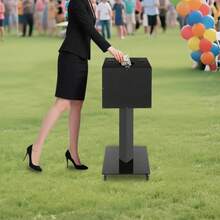 RibasuBB Suggestion Ballot Box With Lock, Key, And Wheels - Floor Standing Donation Box For Events, Offices, And Feedback Collection - Black - View 11