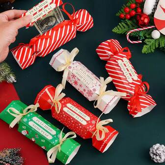 1pc/4pcs/8pcs Christmas Surprise Money Bag Surprise Money Pull Handbag Christmas Gift Money Box Pull Out Christmas Candy Box Bag