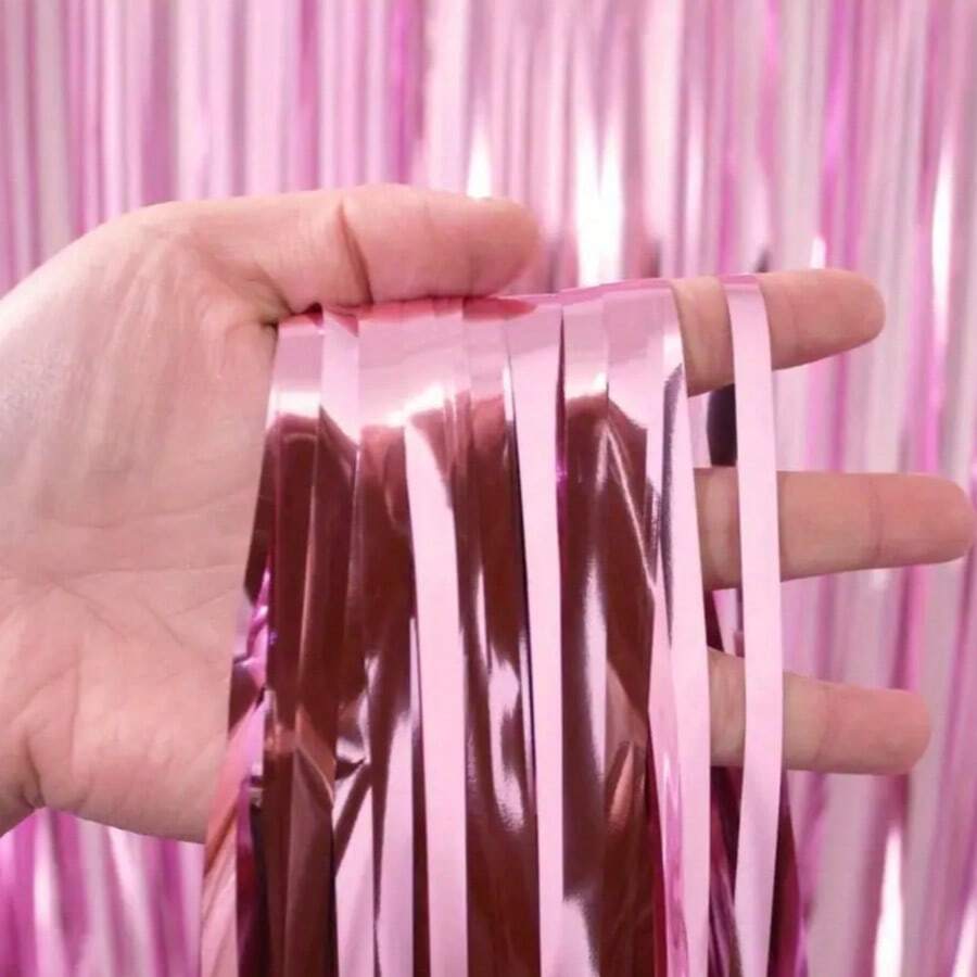 1/2/4/5/6 paquets Rideaux de fond à franges en feuille rose clair, banderoles à franges pour décorations de fête d'anniversaire, rideau de fond à franges pour remise de diplômes, révélation du sexe, fête disco