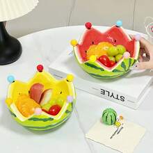 一套西瓜造型陶瓷水果盘，配有水果叉，大容量设计，适合客厅茶几使用，可用作水果碗或盘子，可爱的家居装饰品 - 彩色 - 查看 9