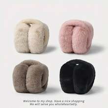 1 paquet de cache-oreilles souples et élastiques pour femmes - style mignon de dessin animé rose et blanc, à laver à la main seulement, accessoire pour temps froid