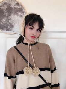 1 件秋冬季女士护耳保暖羊毛耳罩，柔软针织耳包，适合女孩，可爱耳罩冬季保暖 - 彩色 - 查看 1