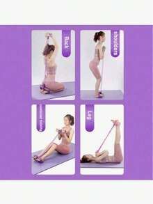 一根四管/六管弹力瑜伽阻力带，多功能拉力绳，带手柄的健身阻力带，适用于腹部、腰部、手臂和腿部训练，多功能踏板助推器，辅助仰卧起坐，开放式肩部设计，瑜伽、健身、训练器材，弹力管。 - 紫色 - 查看 5