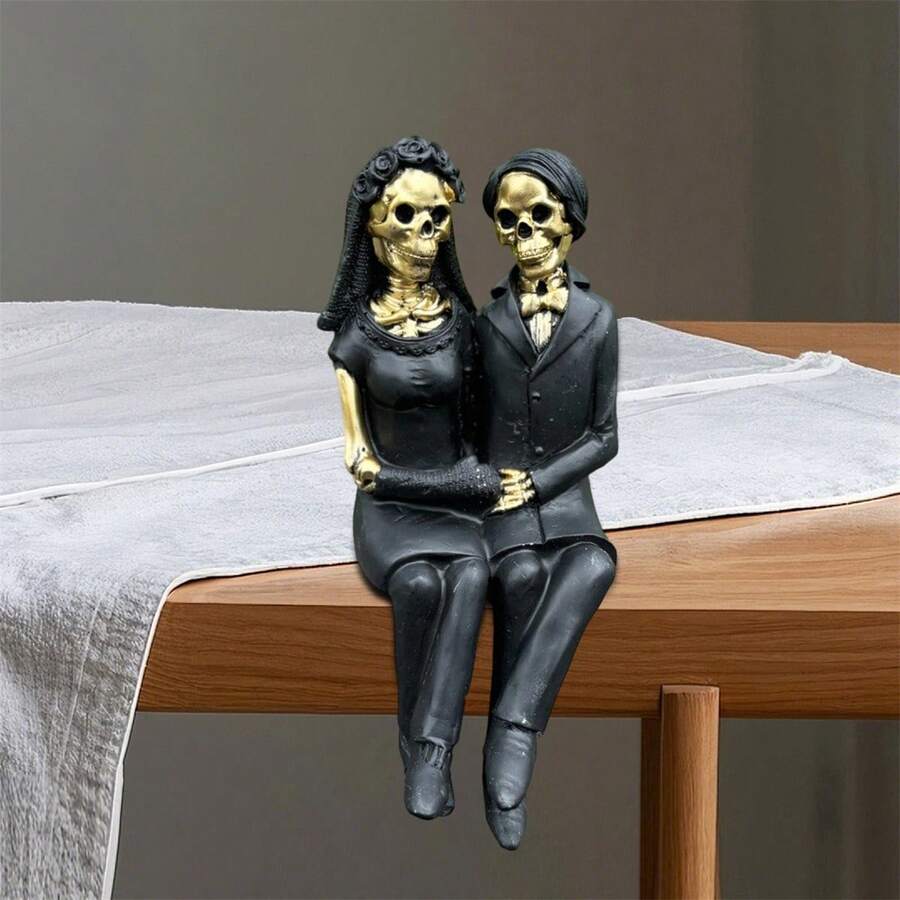 Halloween Couple Skeleton Figurines Spooky Halloween Skeleton Decor For Desktop Home Holiday