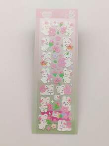 1张可爱兔子系列贴纸，彩虹兔子配金属闪粉，适合韩流粉丝、日记装饰和日常使用。 - 彩色 - 查看 7