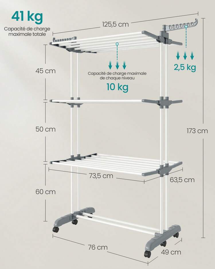 SONGMICS Drying Rack - White - View 6