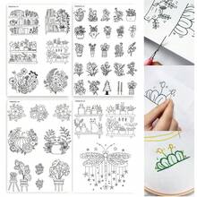 [رقعات التطريز DIY] 2/4 قطع رقعات تطريز لاصقة قابلة للذوبان في الماء - طقم تطريز DIY للمبتدئين للملابس الصوفية والجينز والبلوزات - تتضمن مقاطع فيديو تعليمية، حرف يدوية، طقم DIY، ملابس DIY