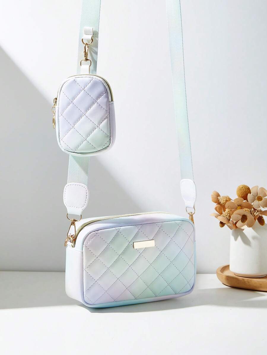 1个女孩迷你波浪纹压花字母收纳包，手机钱包零钱包 - 綠色 - 查看 1