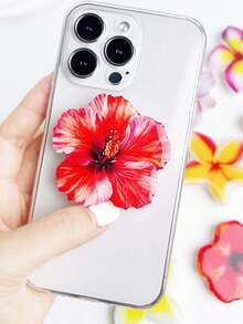 1 件时尚 2D 花卉手机支架防滑环，通用亚克力防滑支架，适合外出，解放双手，方便单手使用，兼容 、Android 手机，生日、家人、朋友的礼物，推拉式手机握把手机支架手机配件 - 彩色 - 查看 3