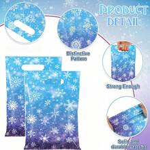 10/20/50Pcs Snowflake Gift Bags Winter Snowflake Party Favor Bags Blue And Purple Snowflake Bags With Handles For Frozen Birthday Party Decorations Winter Wonderland Party Supplies Christmas Decorations - Blue - View 5