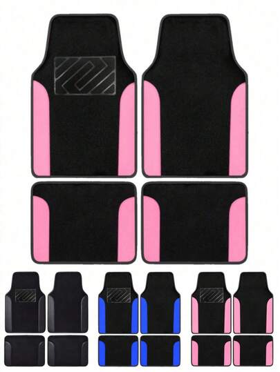 4pcs/2pcs Universal Car Floor Mats, All-Weather Front & Rear Mats With Heel Pad And Faux Leather Trim, Waterproof Protection For Sedans, SUVs, Trucks