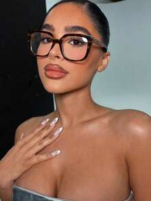 1 Pair Women's Multi-Color Classic Travel PC Frame Personalized Solid Color Retro Street Style Fashionable Non-Prescription Glasses - Multicolor - View 2