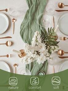 10条鼠尾草绿纱布桌旗，适合森林主题婴儿派对、新娘婚礼装饰、乡村风纱布桌旗，可用作派对、初领圣体、订婚和其他场合的中心装饰。 - 彩色 - 查看 6