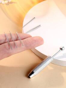 不锈钢穿刺钳工具套装 - 人体穿刺配件，方便安装和拆卸唇部、鼻部、软骨饰品，包含16G、18G、20G无螺纹穿刺针和内螺纹穿刺工具 - 銀色 - 查看 8