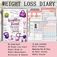 A5 Weight Loss Diary - Spiral Bound Fitness Planner With Exercise Log, Diet Tracker And Progress Charts - Minimalist & Stylish Fitness Journal For Women & Men, Suitable For Gym/Home/Travel Use - Undated Calendar - Multicolor - View 5