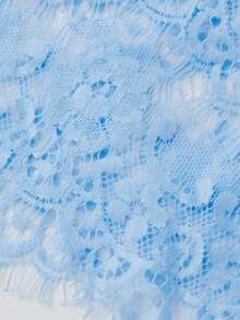 Womens Y2K Lace Patchwork Frill Poncho Tops Solid Color See Through Batwing Sleeve V Neck Ruffle Hem Loose Fit Sheer Mesh T Shirts Blouses Boho Peplum Shawl Shirts Summer Going Out Tops Beach Cover Up Vacation Streetwear - 藍色 - 查看 7