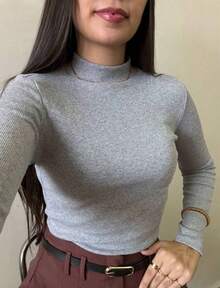 Kit 3 Cacharrel Women's Blouses, Long Sleeve And High Neck, Super Promotion - 1 Nâu 1 Xám 1 Trắng - Xem 3