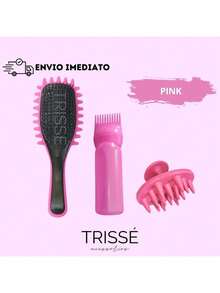 Hydrates Curls Kit With Detangling Brush, Hair Massager, And Dye Applicator Bottle - 玫紅色 - 查看 1