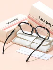 LALAMOLI 圆形全框透明眼镜，装饰镜腿设计，配有精美包装，适合日常佩戴和节日礼物 - 彩色 - 查看 2