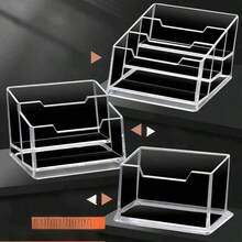 1pc High-End Transparent Acrylic Business Card Holder, Large Capacity Front Desk Card Organizer, Creative Desktop Business Card Display Stand