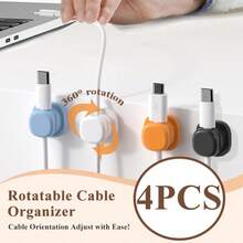 4PCS Cord Organizer Holder, Strong Adhesive Desk Cable Management Magnetic Easy Open,Organize Phone Charging Cords Wire Holder Organizer Neatly For Home,Office,Car,Desk,Nightstand(Say Goodbye To Messy Data Cables) For Office, Dorm And Home Use Cable Organizer Charger Accessories - 彩色 - 查看 12
